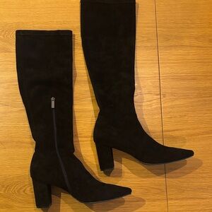 Anthropologie Black suede knee high boots